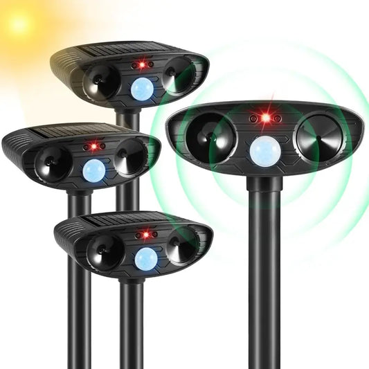 2025 New! 2/ 4 - Pack Solar - Powered Soundwave technology Animal Repellent with Motion Detection: Keep Deer